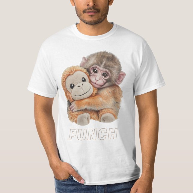 Cute punch Baby Monkey Hugging Plush Toy Punch T-Shirt (Vorderseite)