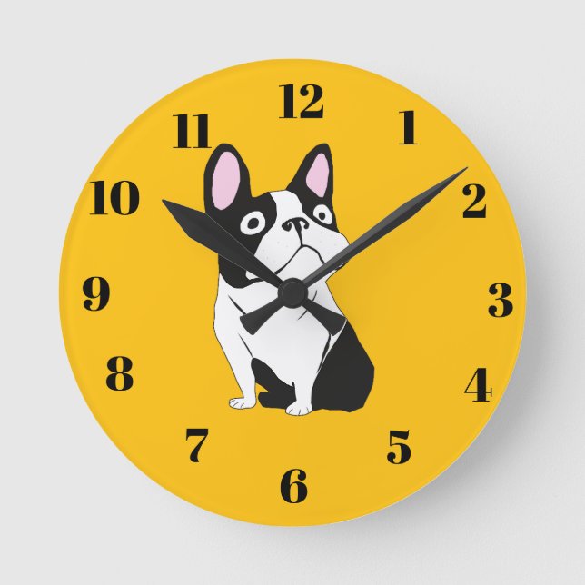 Cute Pup, yellow Runde Wanduhr (Vorderseite)