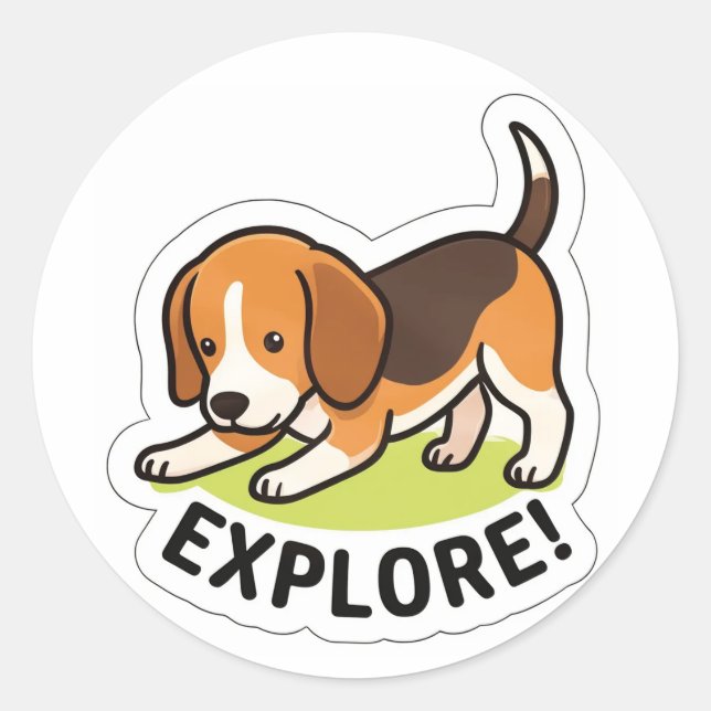 Cute Puppy Adventure Sticker (Vorderseite)
