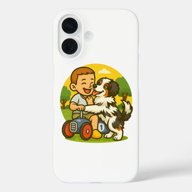 Cute Puppy and Kid Playtime Case-Mate iPhone Hülle (Rückseite)