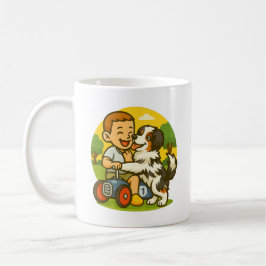 Cute Puppy and Kid Playtime Kaffeetasse