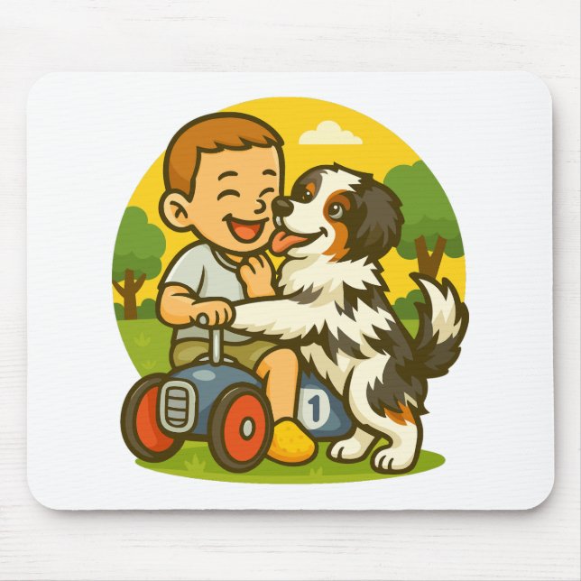 Cute Puppy and Kid Playtime Mousepad (Vorne)
