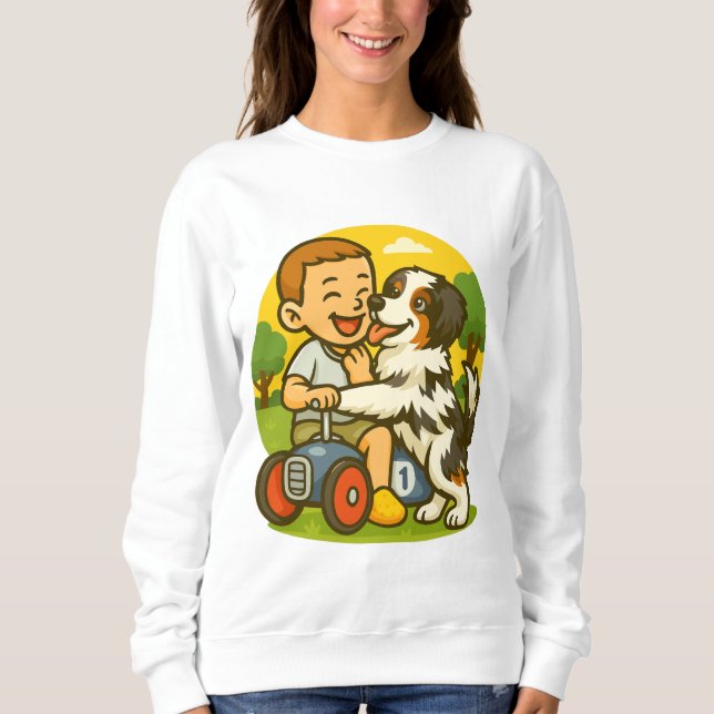 Cute Puppy and Kid Playtime Sweatshirt (Vorderseite)