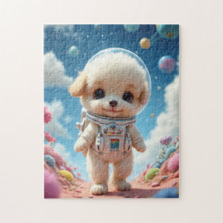 Cute Puppy Astronaut on a Pastel Planet Jigsaw Puz Puzzle