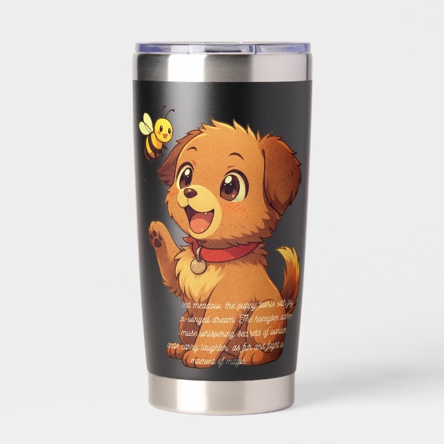 Cute Puppy & Bee Thermal Tumbler  Thermobecher (Vorderseite)
