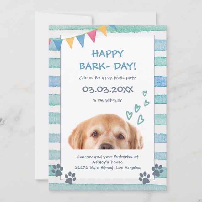 Cute Puppy Birthday Invitation Einladung (Vorderseite)
