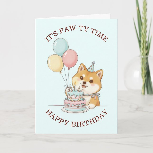 Cute Puppy Dog Birthday Karte (Vorderseite)