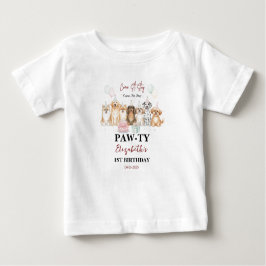 Cute Puppy Dog Boy 1st Birthday | Pawty Time First Baby T-shirt