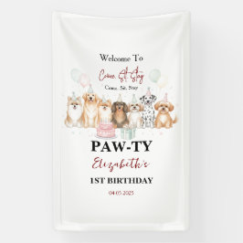 Cute Puppy Dog Boy 1st Birthday | Pawty Time First Banner