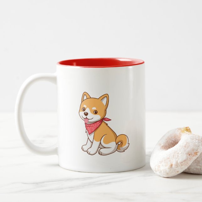 Cute Puppy Dog Shiba Inu Zweifarbige Tasse (Mit Donut)