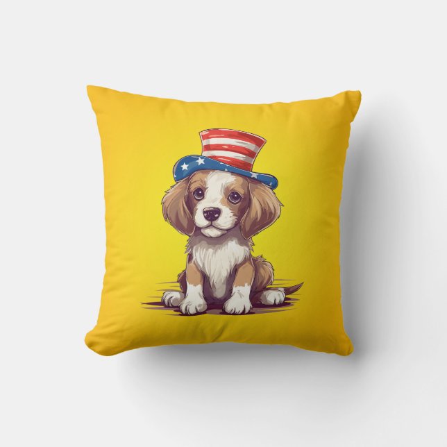 Cute Puppy Dog with Hat-54676 Kissen (Vorderseite)