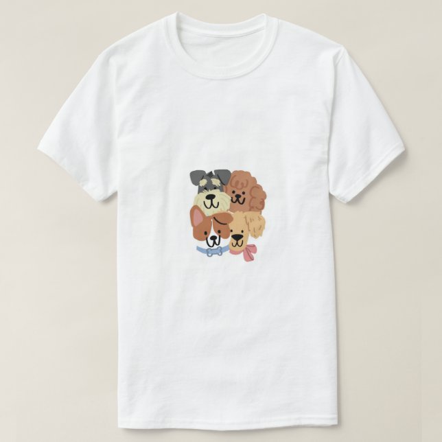Cute Puppy Faces Pattern Art T-Shirt (Design vorne)