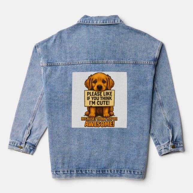 Cute Puppy, Funny Dog Lover Quote Jeansjacke (Rückseite)