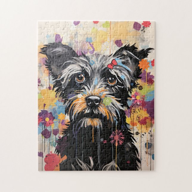 Cute Puppy Funny Dog Mixed Media Animal Pet Puzzle (Vertikal)