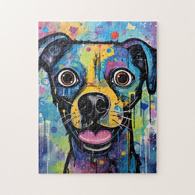 Cute Puppy Funny Dog Mixed Media Animal Pet Puzzle (Vertikal)