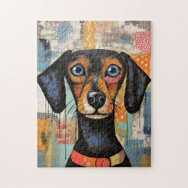 Cute Puppy Funny Dog Mixed Media Animal Pet Puzzle (Vertikal)