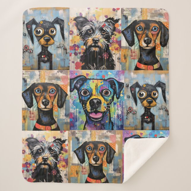 Cute Puppy Funny Dog Mixed Media Animal Pet Sherpadecke (Vorderseite)