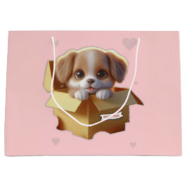 Cute Puppy Gift Bag | Kawaii Dog Lover Present Große Geschenktüte