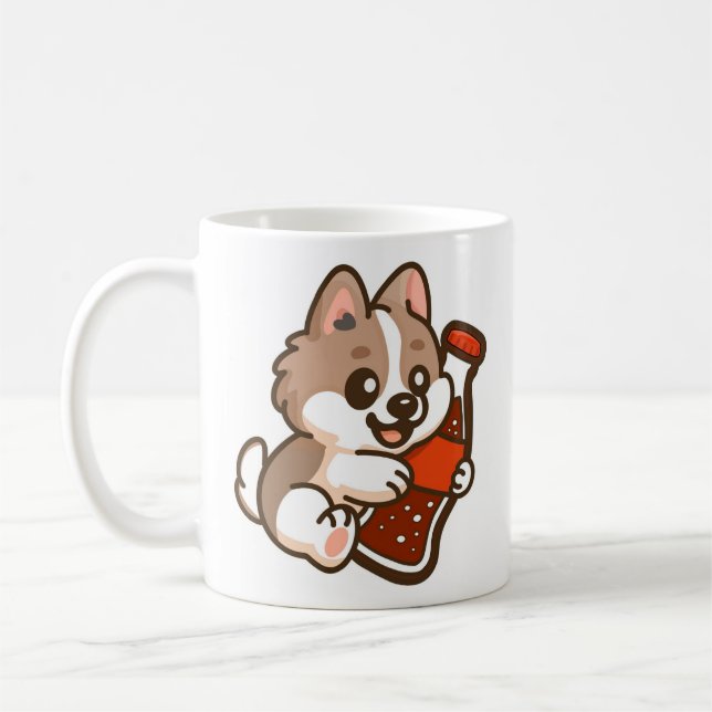Cute Puppy Hugging Soda Bottle Kaffeetasse (Links)