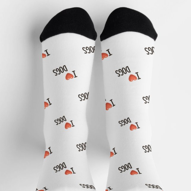 Cute Puppy I Love Dogs Pattern Crew Socks Socken (Oben)