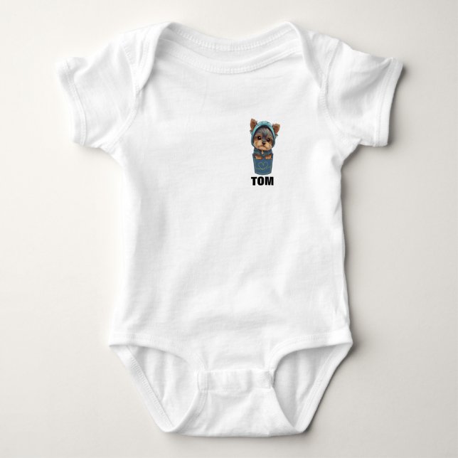Cute Puppy in a Pocket Baby Bodysuit  Strampler (Vorderseite)