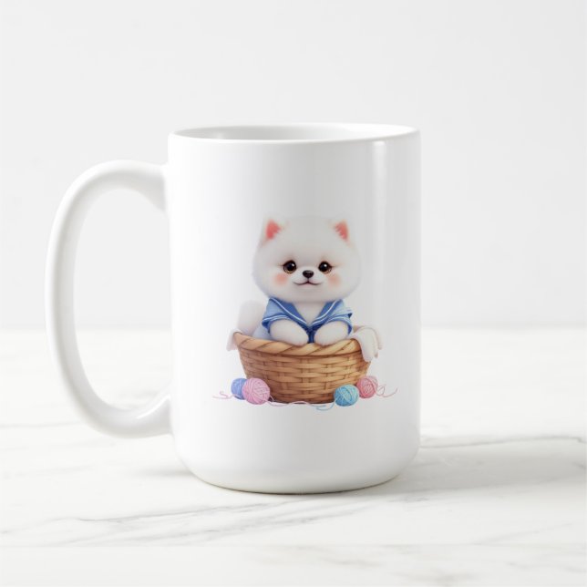 Cute Puppy in Basket Mug Kaffeetasse (Links)
