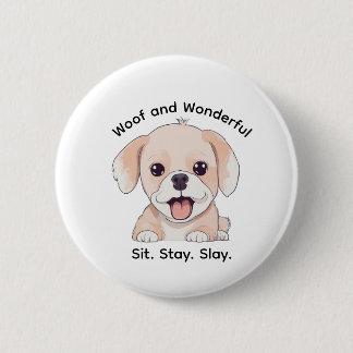 Cute Puppy Lovers Stylish Dog Mom Button