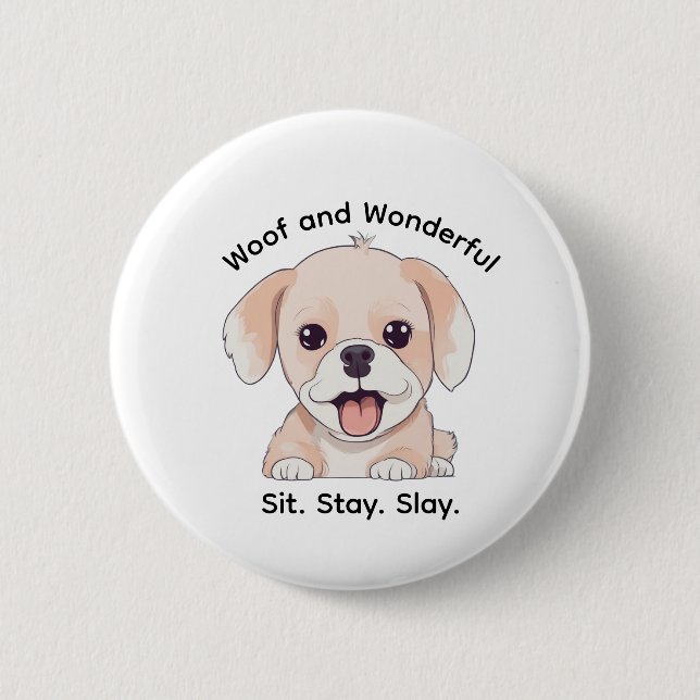 Cute Puppy Lovers Stylish Dog Mom Button (Vorderseite)