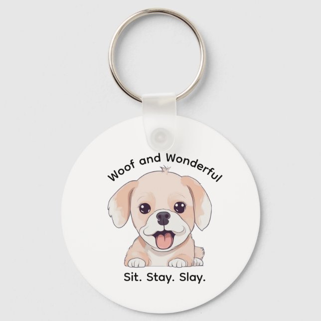 Cute Puppy Lovers Stylish Dog Mom Keychain Schlüsselanhänger (Vorderseite)