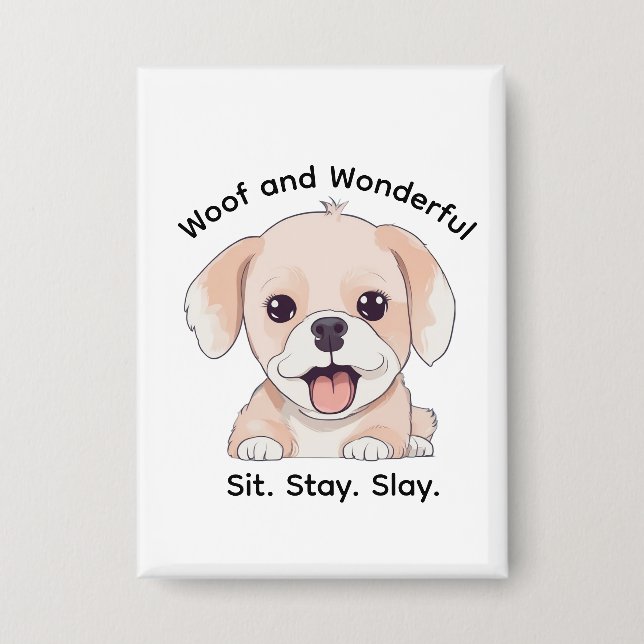 Cute Puppy Lovers Stylish Dog Mom Rectangle Button (Vorderseite)