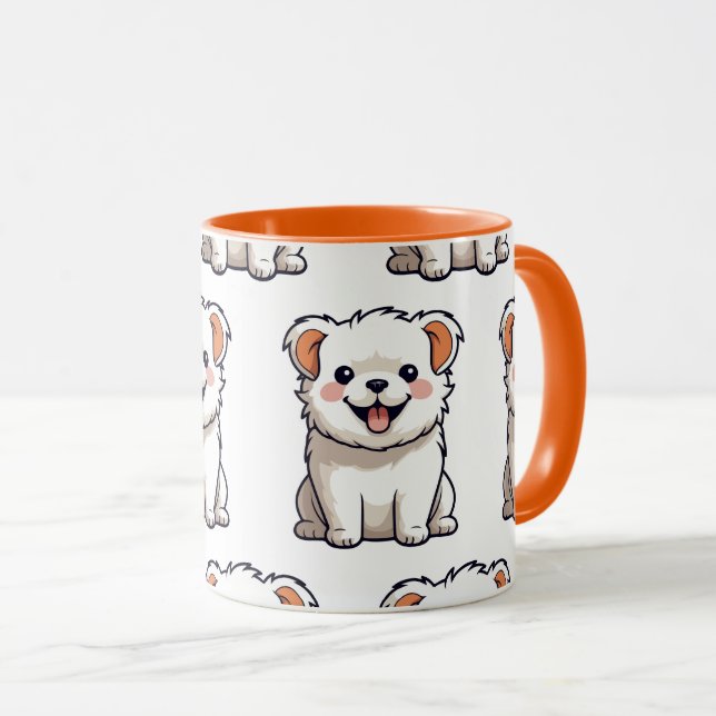 Cute Puppy Mug – Seamless Dog Pattern Tasse (VorderseiteRechts)