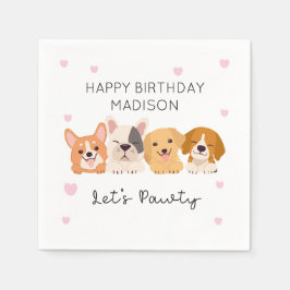 Cute Puppy Paper Napkins Lets Pawty Tableware Serviette