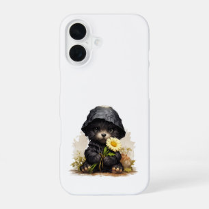 Cute Puppy Raincoat iPhone 16 Case Floral Hülle