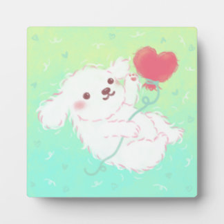 Cute Puppy with Heart Balloon Fotoplatte