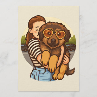 Cute Puppy with Heart Sunglasses  Einladung