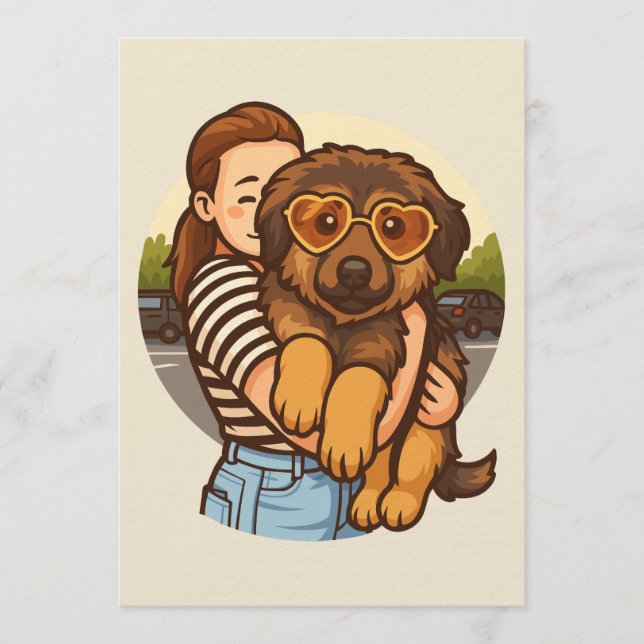 Cute Puppy with Heart Sunglasses  Einladung (Vorderseite)