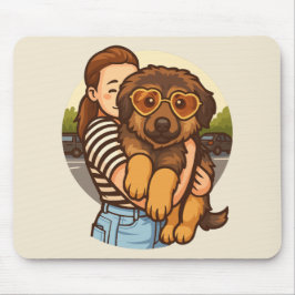 Cute Puppy with Heart Sunglasses  Mousepad