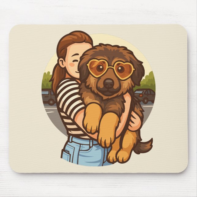 Cute Puppy with Heart Sunglasses  Mousepad (Vorne)
