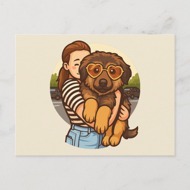 Cute Puppy with Heart Sunglasses  Postkarte (Vorderseite)