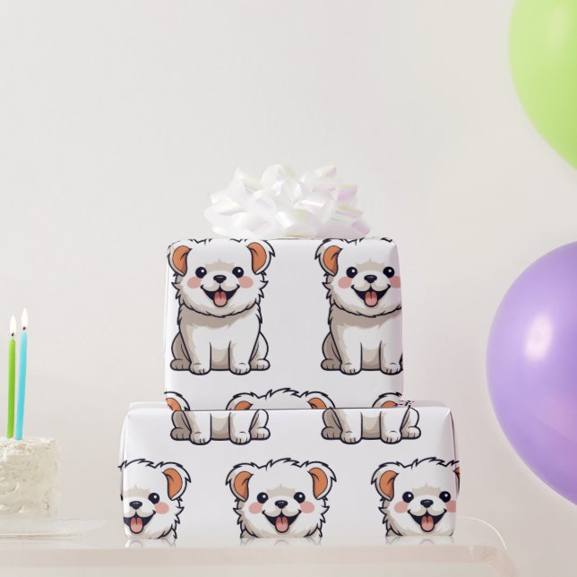 Cute Puppy Wrapping Paper – Seamless Dog Pattern Geschenkpapier (Partygeschenke)
