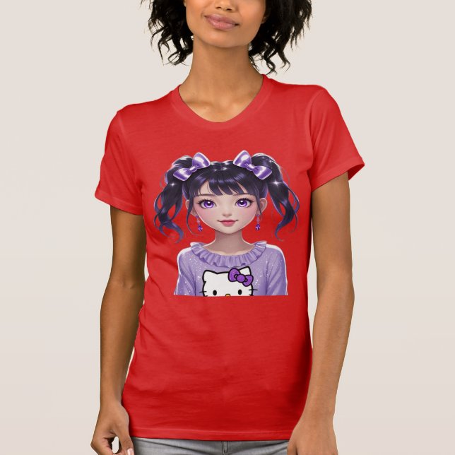  Cute Purple Aesthetic Kawaii Cartoon" T-Shirt (Vorderseite)