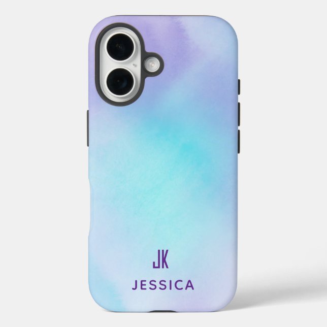 Cute Purple Blue Ombre Personalized Name  Case-Mate iPhone Hülle (Rückseite)