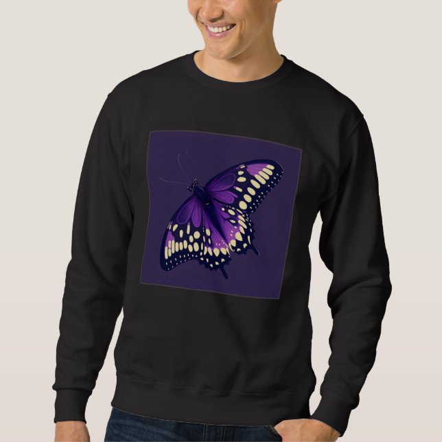 Cute Purple Butterfly Illustration Retro Minimal W Sweatshirt (Vorderseite)