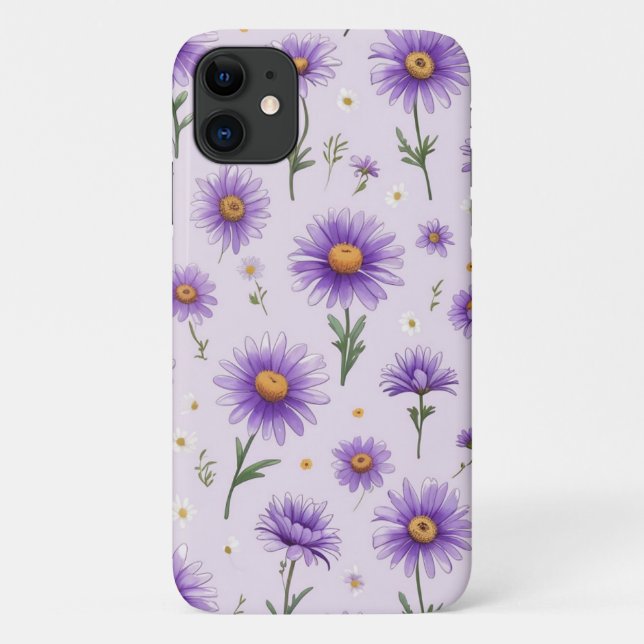 Cute Purple Daisies Floral Aesthetic Phone Case (Rückseite)