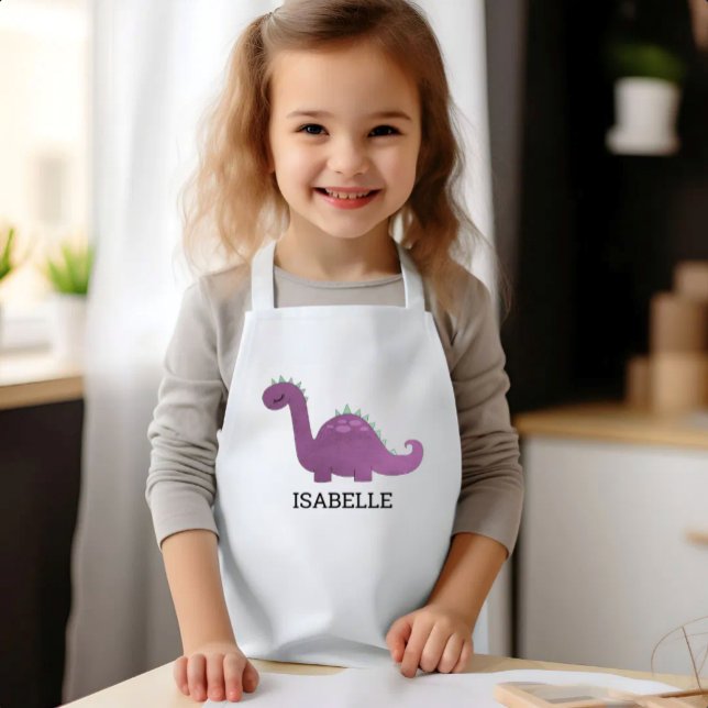 Cute Purple Dinosaur Personalized Kinderschürze (Von Creator hochgeladen)