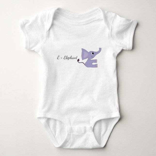 Cute Purple Elephant Baby Bodysuit - E-Elephant In Strampler (Vorderseite)