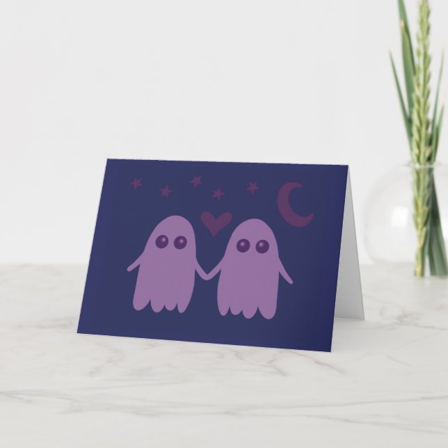 Cute Purple Ghost Card Dankeskarte (Vorderseite)