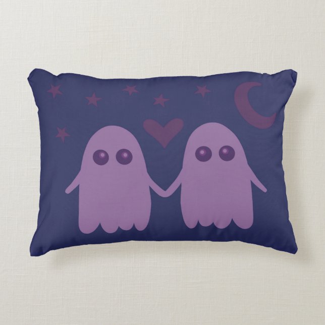 Cute Purple Ghost Throw Pillow Dekokissen (Vorderseite)
