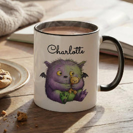 Cute Purple Green Fluffy Monster Buddy Tasse