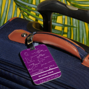 Cute Purple Mathe-Gleichungen Muster Reise Gepäckanhänger